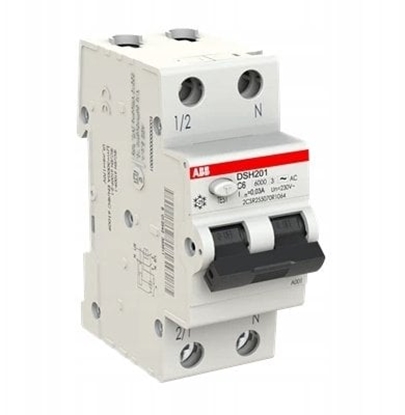 Attēls no ABB Wycznik rónicowo-nadprdowy 1P+N char. C 6A 6kA 30mA AC natychmiastowy DSH201 C6 AC30 2CSR255070R1064