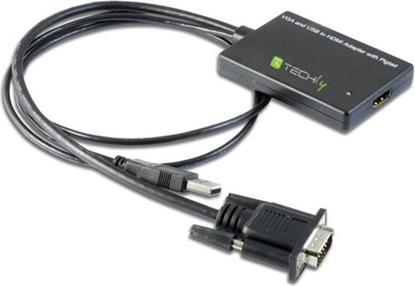 Picture of Adapter AV Techly D-Sub (VGA) - HDMI + USB-A czarny (301665)