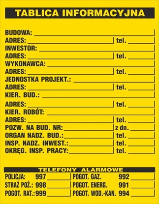 Picture of ANRO Tablica informacyjna budowlana 700 x 900mm (B1/R/P)