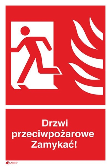 Picture of ANRO Tabliczka Drzwi przeciwpoarowe zamyka 150 x 205mm (30P/F1/FS)