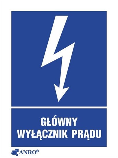 Picture of ANRO Tabliczka ostrzegawcza Gówny wycznik prdu 148 x 210mm (20EIA/Q4/F)