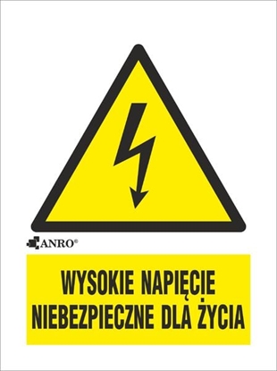 Picture of ANRO Tabliczka ostrzegawcza Wysokie napicie niebezpieczne dla ycia 148 x 210mm (3EOA/Q4/F)