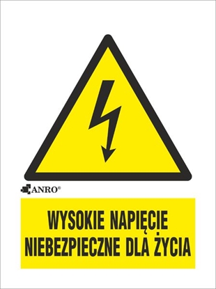 Picture of ANRO Tabliczka ostrzegawcza Wysokie napicie niebezpieczne dla ycia 52 x 74mm (3EOA/Q1/F)