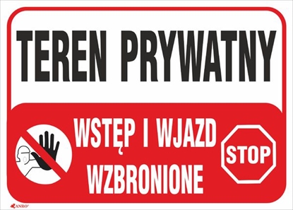 Picture of ANRO Tabliczka Teren prywatny Wstp i wjazd wzbronione 350 x 250mm (B25/L/P)