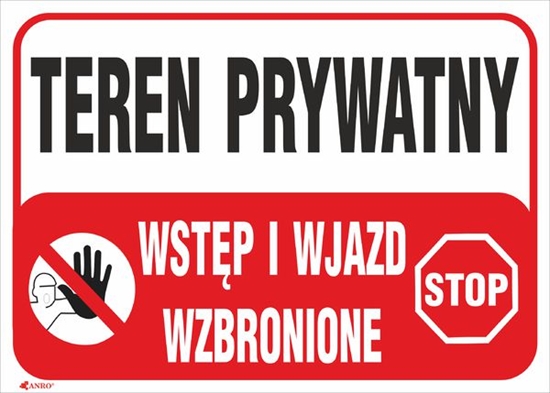 Picture of ANRO Tabliczka Teren prywatny Wstp i wjazd wzbronione 350 x 250mm (B25/L/P)