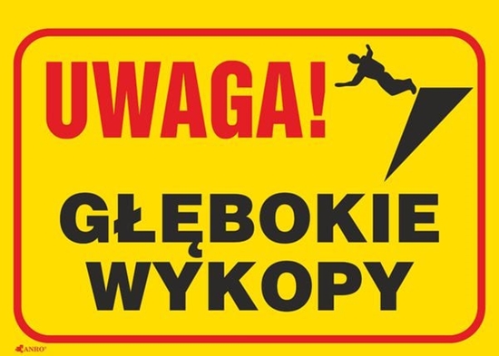 Picture of ANRO Tabliczka Uwaga! Gbokie wykopy 350 x 250mm (B4/L/P)