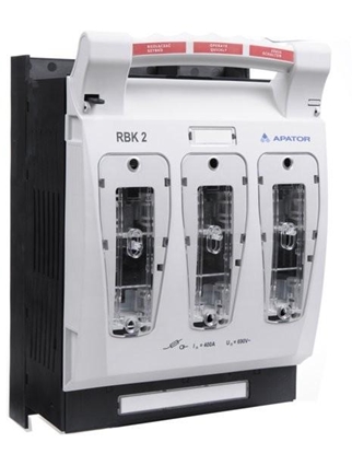 Attēls no Apator Rozcznik izolacyjny bezpiecznikowy monta tablicowy, zaciski kablowe: mostkowe S 50-185mm2 RBK 2 690V 400A 63-811685-011
