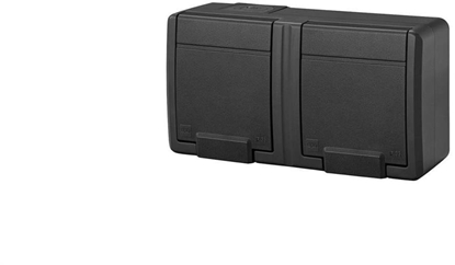 Изображение AQUANT 2K gniazdo natynkowe podwójne z uziemieniem 2x2P+Z IP55 antracytowy 5042-17