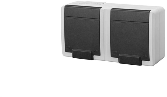 Изображение AQUANT 2K gniazdo natynkowe podwójne z uziemieniem 2x2P+Z IP55 szary 5042-10