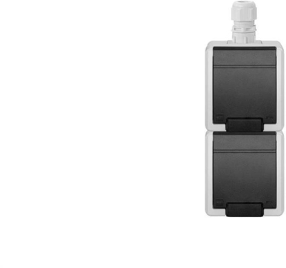 Изображение AQUANT 2K gniazdo natynkowe podwójne z uziemieniem 2x2P+Z pion IP65 szary 5052-65