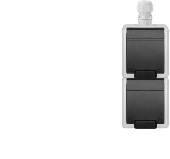 Изображение AQUANT 2K gniazdo natynkowe podwójne z uziemieniem 2x2P+Z pion IP65 szary 5052-65