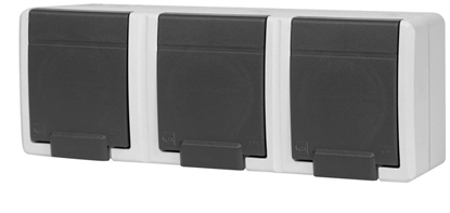 Изображение AQUANT 2K gniazdo natynkowe potrójne z uziemieniem 3x2P+Z IP55 szary 5043-10