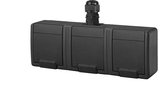 Picture of AQUANT 2K gniazdo natynkowe potrójne z uziemieniem 3x2P+Z IP65 antracytowy 5043-67