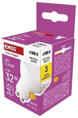Attēls no arówka LED Classic GU10 3W (32W) 345lm 4000K neutralna biel ZQ8E13