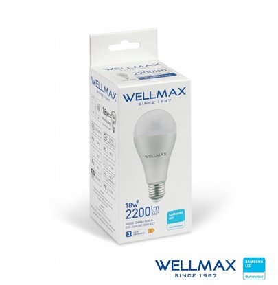 Attēls no arówka LED E27 18W 122lm/W 2200lm Zimna 6500K SAMSUNG / GOL123Z18