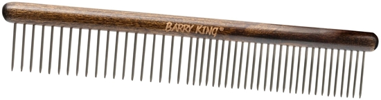 Изображение Barry King Ekskluzywny grzebie dla zwierzt, bukowe drewno, stal, 19/28 pinów, wymiary 3,7x19,9cm