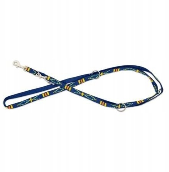 Изображение Barry King Smycz regulowana dla psa, granatowy, wzór etniczny, tama polipropylenowa, 20mm/220cm
