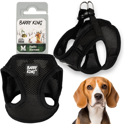 Изображение Barry King Szelki dla psa czarne bezuciskowe M ob.klatki 37cm/d.klatki 17cm
