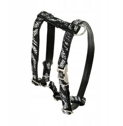 Изображение Barry King Szelki dla psa, Equilibre, Czarna zebra, skórzane niklowe, S 13mm/ob. szyi 25-40cm ob. klatki 35-50cm