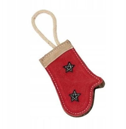 Изображение Barry King Zabawka dla psa, skórzana rkawiczka witeczna 19x9 cm + 13 cm lina