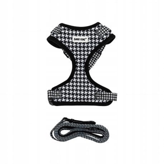 Изображение Barry King Zestaw, szelki+smycz, dla psa, czarny/biay, poliester, rozmiar M
