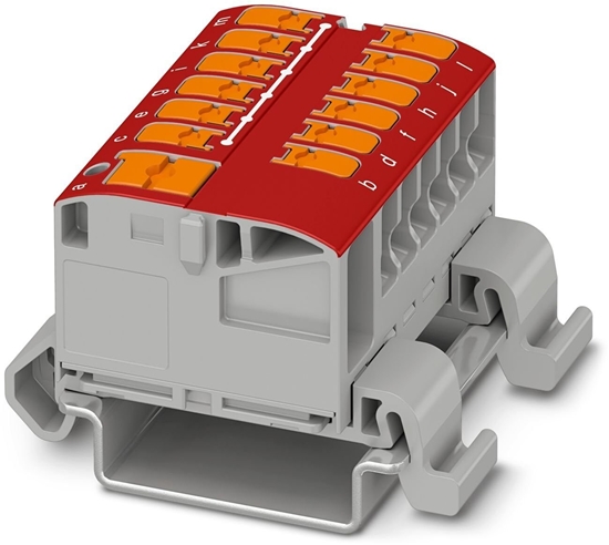 Изображение Blok rozdzielczy PTVFIX 6/12X2,5-NS35A RD, czerwone zcze przemysowe - 12 punktów przyczeniowych o przekroju 2,5mm2