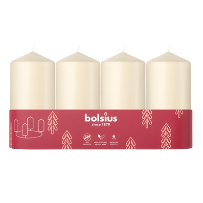 Attēls no Bolsius Cylinder Candles 4pcs 100x48mm Cream