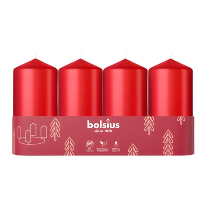 Attēls no Bolsius Cylinder Candles 4pcs 100x48mm Red
