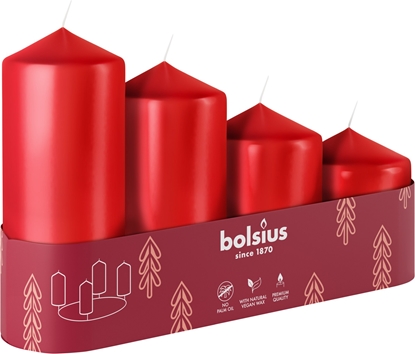 Attēls no Bolsius wieca cylindryczna 4 szt. O120 100 80 60x48mm czerwony 8717847189561 8717847189561 (8717847189561)