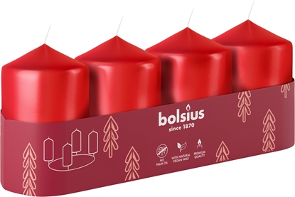 Attēls no Bolsius wiece cylindry 4 gab. O60x40mm czerwony 8717847189646 8717847189646 (8717847189646)