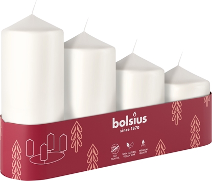 Attēls no Bolsius wiece cylindryczne biae 4 gab. O120 100 80 60x48mm 8717847189578 8717847189578 (8717847189578)