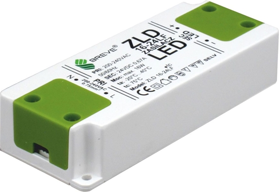 Изображение BREVE Zasilacz LED 24V DC 16W ZLD 16-24LF 0,66A (19724-9017)