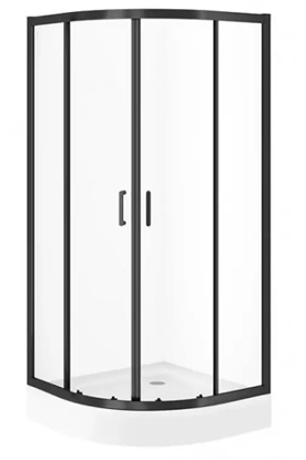 Изображение Cersanit KABINA PRYSZNICOWA póokrga ZIP czarna 90X90X190 szko TRANS