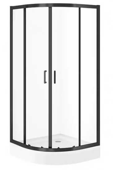 Изображение Cersanit KABINA PRYSZNICOWA póokrga ZIP czarna 90X90X190 szko TRANS