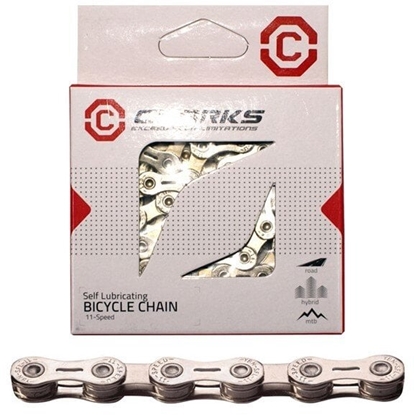 Attēls no Clarks acuch rowerowy CSL11, 11-biegowy, 116 ogniw, 1/2"x11/128", Spinka, niklowany, samosmarujcy, Szosa/MTB, Srebrny