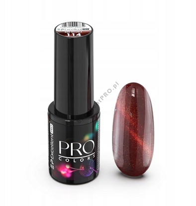 Picture of Cosmetics Zone EXCELLENT PRO_Pro Colors Cat Eye lakier hybrydowy 114 Red Bauble 7g
