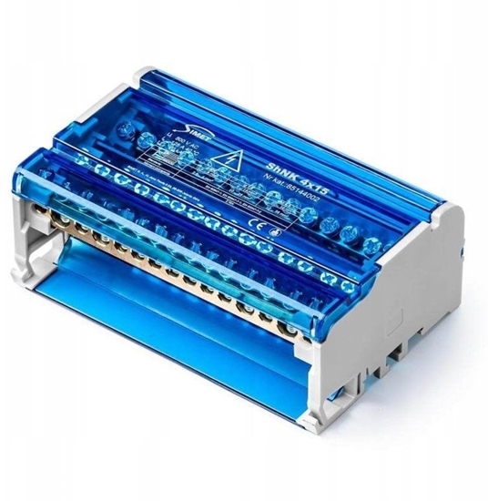 Изображение Czterobiegunowy moduowy blok rozdzielczy 4x(11x6 mm2 2x25 mm2 2x35 mm2) na szyn TS35 ShNK 4x15 85144002