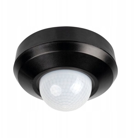 Изображение Czujnik ruchu 3xPIR SENTO-O-WT-B 2000VA 360st. IP44/20 IIkl. okrgy czarny 37367