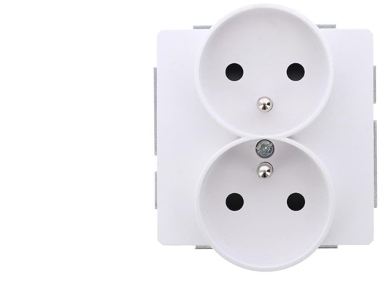 Picture of Karlik DECO Mechanizm gniazda podwójnego do ramki DECO Soft z uziemieniem 2x(2P+Z) (przesony torów prdowych), biay mat 25DGPRSO-2zp