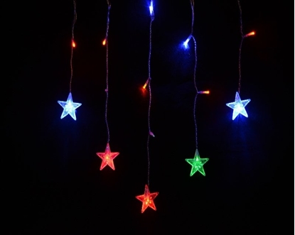 Attēls no Dekoracja witeczna Bulinex Komplet choinkowy firanka 14l LED z dekoracj 1m dekoracji w kolorze multikolor 1m /7cm 3 x bateria AA 1,5 V wewntrzne 10-601