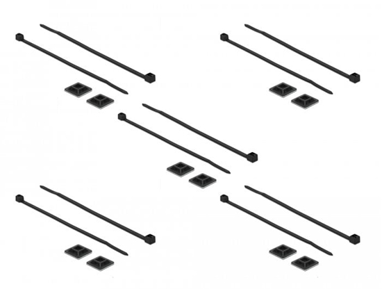 Picture of Delock Cable Tie Mount 20 x 20 mm with Cable Tie L 200 x W 2.5 mm black