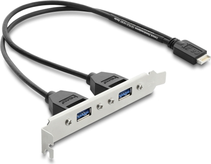 Изображение Delock USB Type-E Key B male to 2 x USB 5 Gbps Type-A female with slot bracket connection cable 35.5 cm