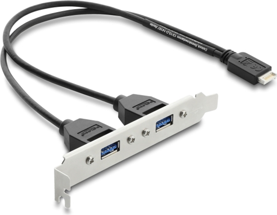 Изображение Delock USB Type-E Key B male to 2 x USB 5 Gbps Type-A female with slot bracket connection cable 35.5 cm