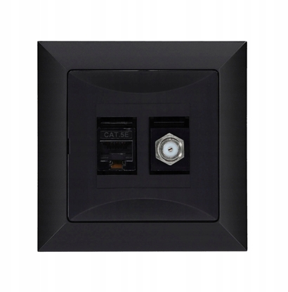 Picture of Düwi Gniazdo podtynkowe typu F + gn. RJ-45 Pola czarne, 33205