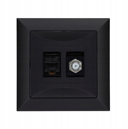 Изображение Düwi Gniazdo podtynkowe typu F + gn. RJ-45 Pola czarne, 33205