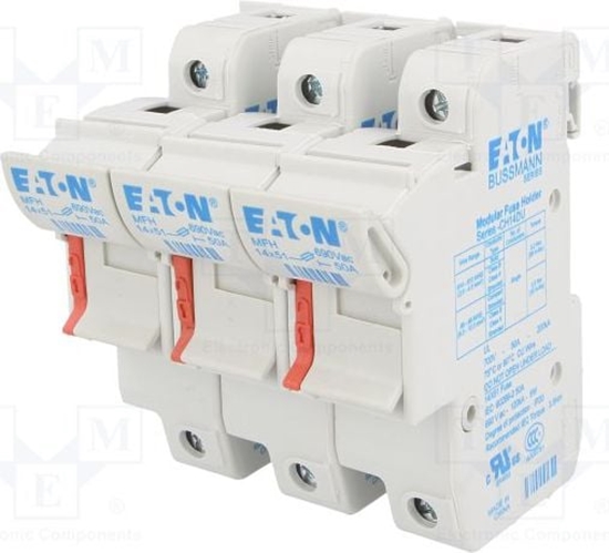 Picture of Eaton Podstawa wkadki cylindrycznej 14 x 51mm, 3P 50A 690V AC (CH143DU)