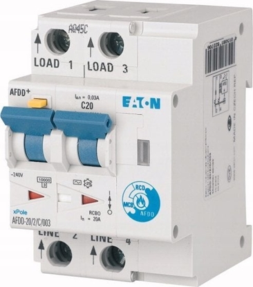 Attēls no Eaton Przeciwpoarowy detektor iskrzenia 2P B 20A 0,03A typ A AFDD-20/2/B/003-A 187219