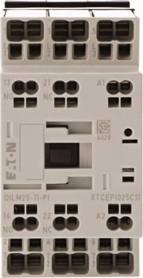Picture of Eaton Stycznik mocy DILM 3-biegunowe 380 V 400 V 11 kW 1Z+1R 24 V AC zaciski sprynowe Push-In 199286