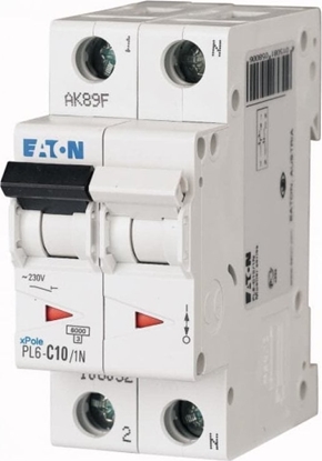 Attēls no Eaton Wycznik nadprdowy 1P+N D 10A 6kA AC PL6-D10/1N 164937