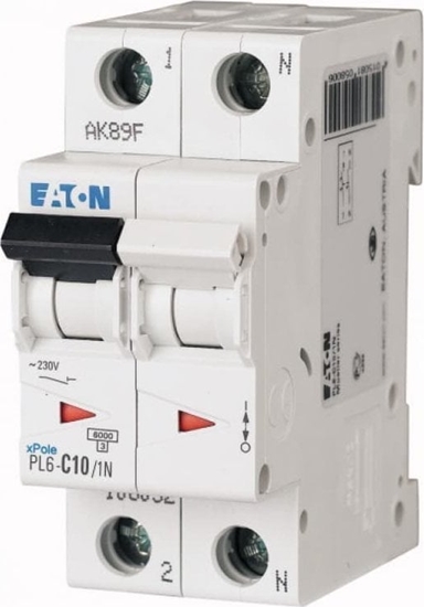 Picture of Eaton Wycznik nadprdowy 1P+N D 10A 6kA AC PL6-D10/1N 164937
